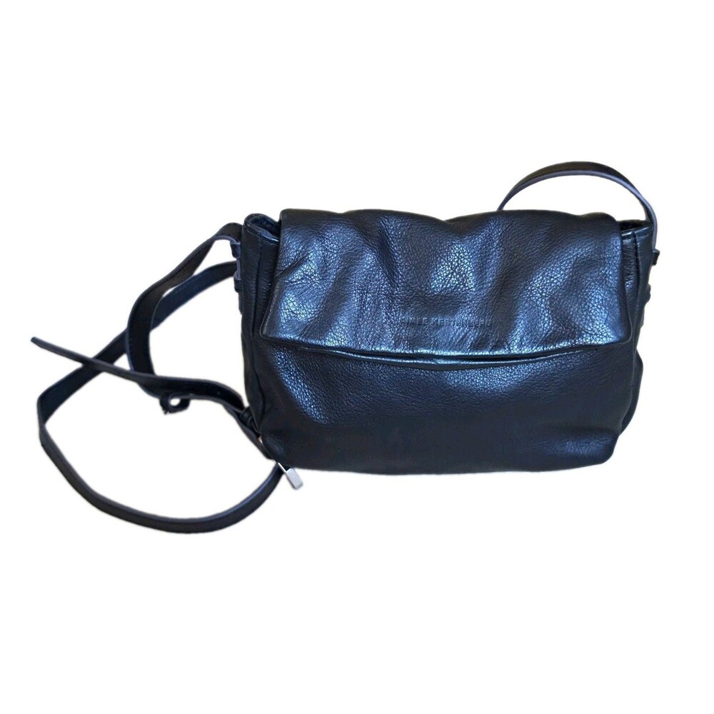 Aimee Kestenberg Black Pebbled Leather Crossbody Bag Magnetic Closure